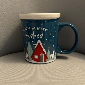 New Large Coffee/Tea Mug “Warm Winter Wishes” 4 1/2” H w/ a 4” Wide Opening